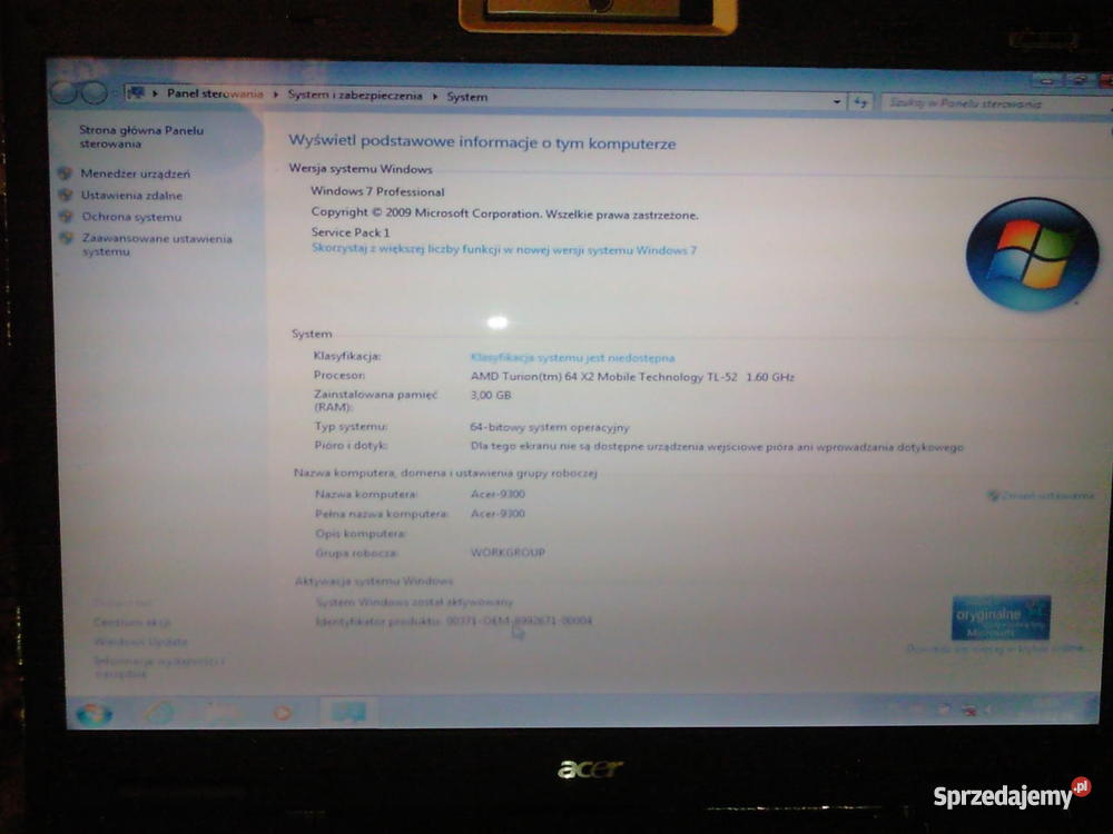 Acer 9300 błyszcząca Komputery i Akcesoria Bydgoszcz