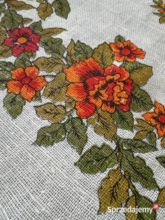obrus len wysokiej jakości wzór kwiatowy śląskie Zabrze