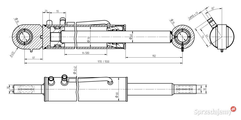 SIŁOWNIK Hydrauliczny Cylinder 580 Lewy Prawy Solec Kujawski