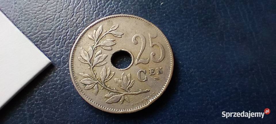 Stare monety 25 cent 1921 Belgia Lesko