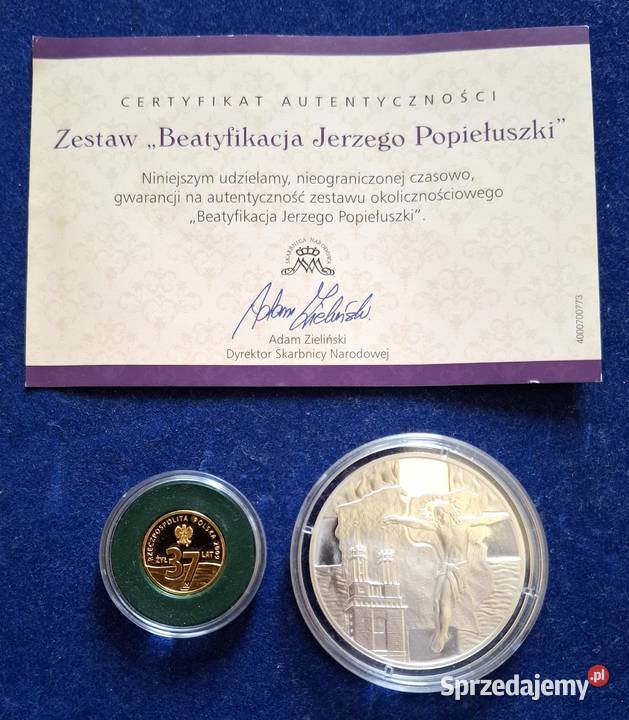 Zestaw Kolekcjonerski Moneta Au 37 Numizmat Ag śląskie Gliwice