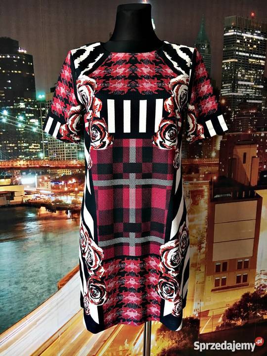 river island sukienka trapezowa kwiaty kratka Choszczno