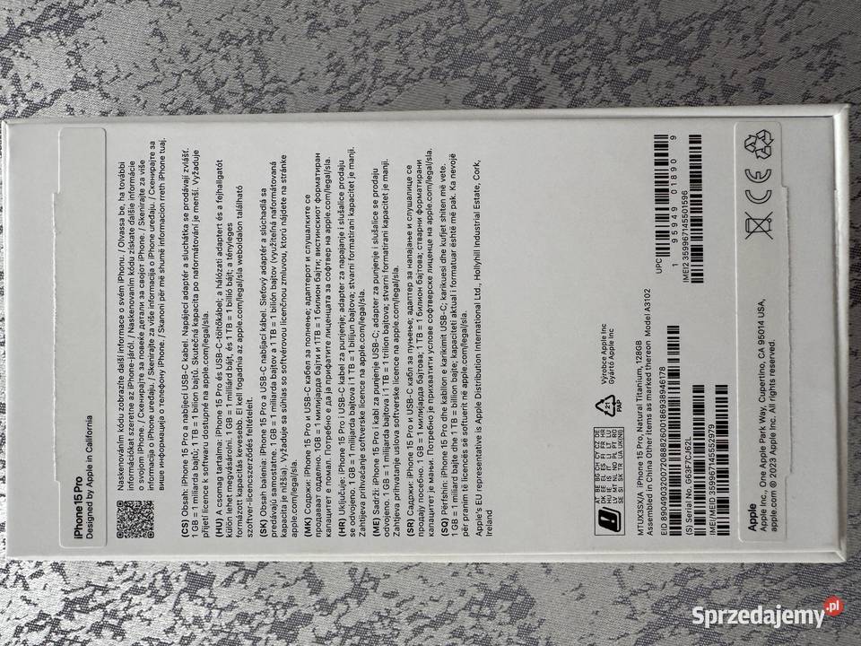 Apple iPhone 15 Pro 128 GB Natural Titanium Dąbie sprzedam