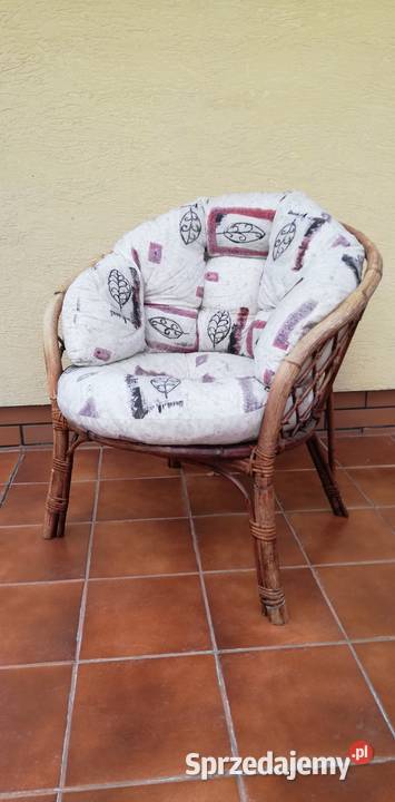 Fotel rattanowy ogrodowy z poduchą krzesło wiklinowe