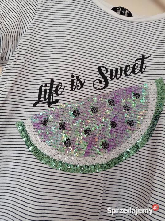 Tshirt z napisem i cekinami Odzież damska Hajnówka sprzedam