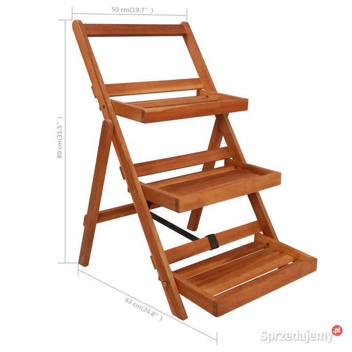 Stojak na rośliny 3poziomy 50x63x80 lite drewno Warszawa
