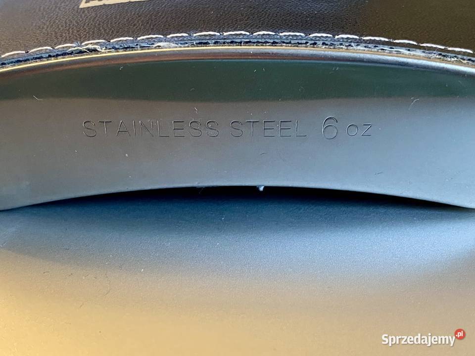 Piersiówka stalowa w skórze 6 oz NOWA Warszawa