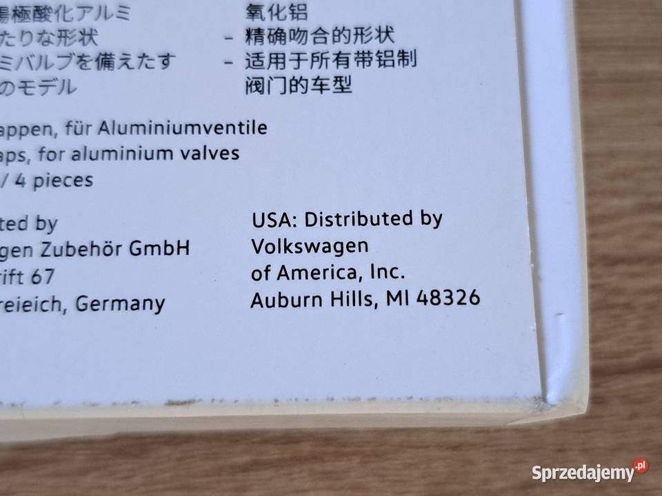 Oryginalne Kapturki na Wentyle OEM Volkswagen