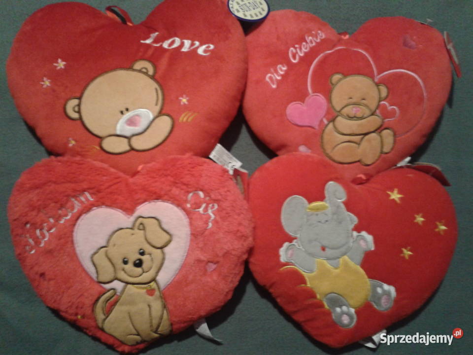 SERCE pluszowe czerwone z misiem z napisem 30 na Wołczyn