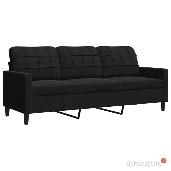 Sofa 3osobowa czarny 180 tapicerowana aksamitem Warszawa sprzedam