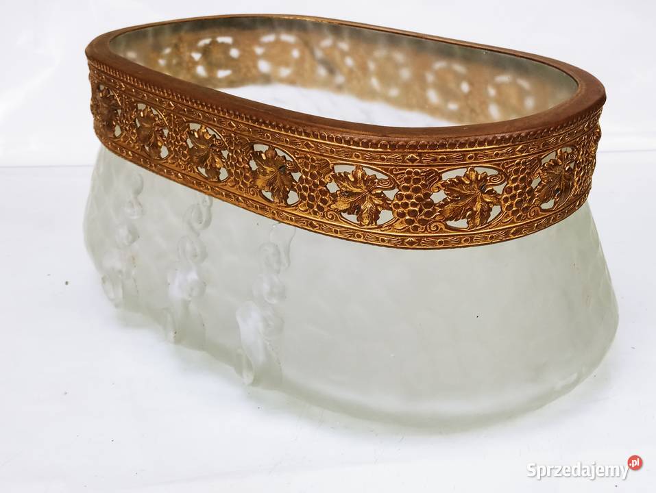 Loetz Żardiniera Szkło Brąz Pozłacany Nowa Sól