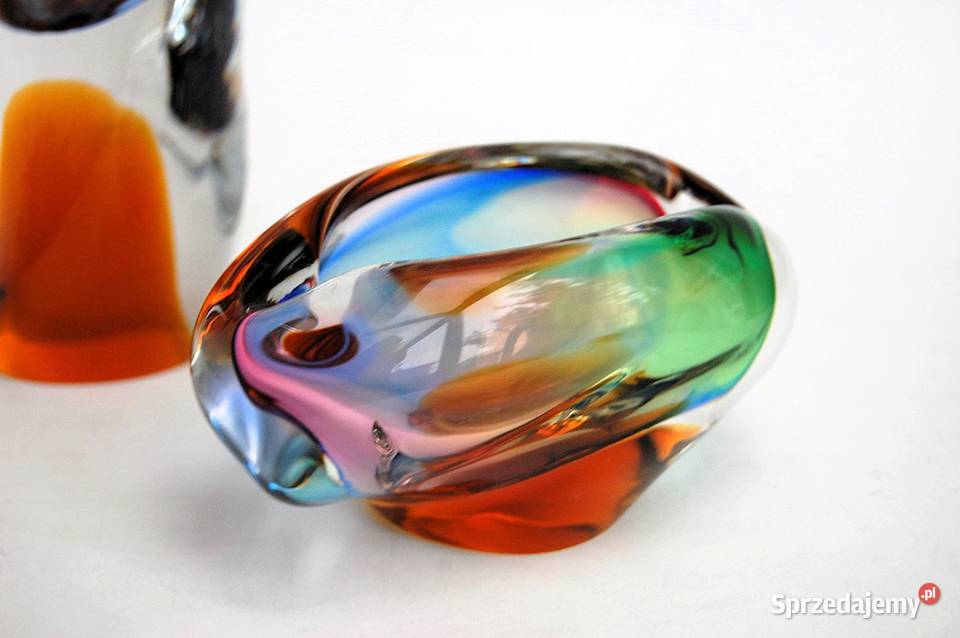 Wazon i popielniczka szkło kryształ Bohemia Lublin