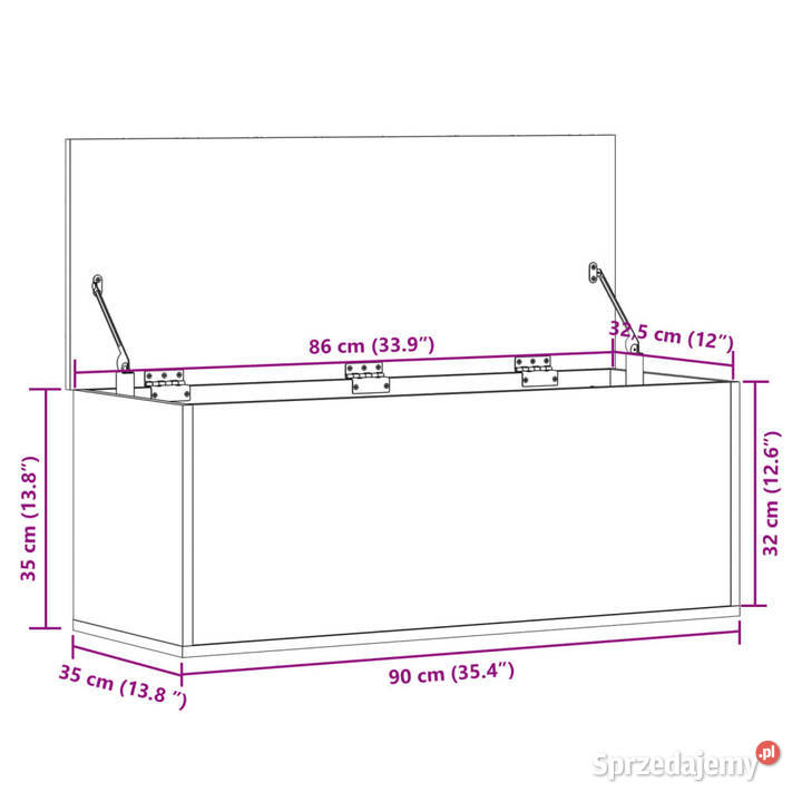 Skrzynia brązowy dąb 90x35x35 materiał Warszawa