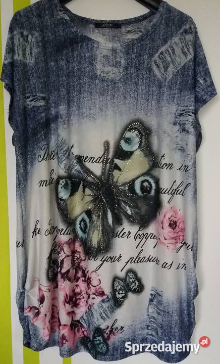 XL48 Wygodna tunika w motyle M2K Bluzki i koszule Gliwice