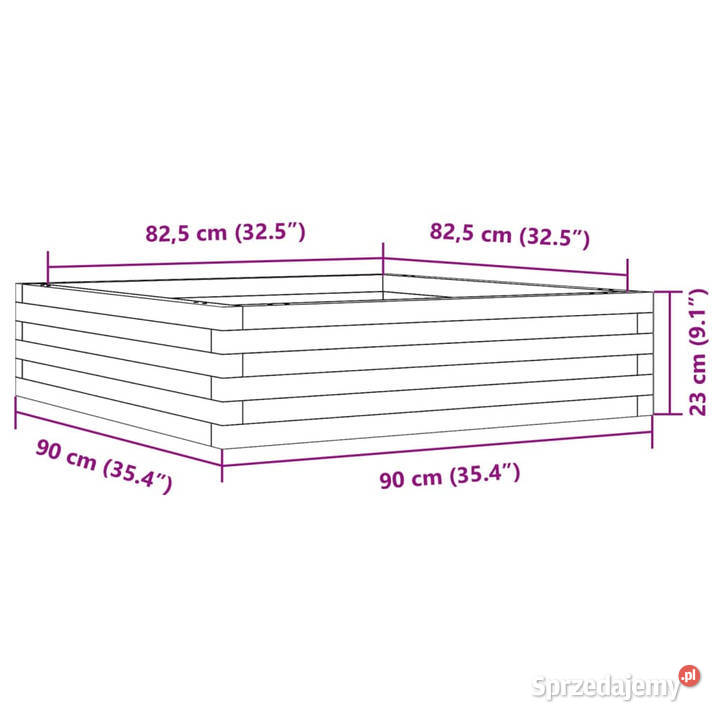Donica ogrodowa 90x90x23 lite drewno daglezjowe mazowieckie Warszawa