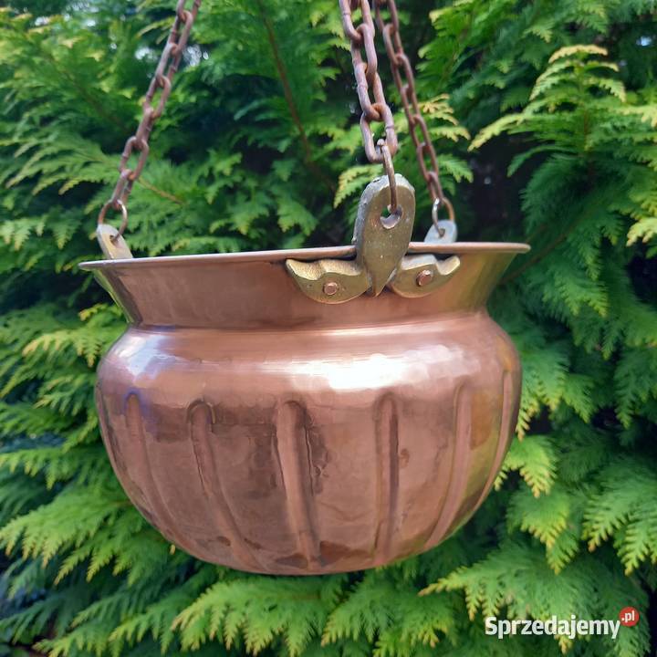 Duża miedziana osłonka doniczka do zawieszenia mazowieckie Warszawa