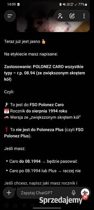 Przegub kupisty drążka kierowniczego do poloneza Mszczonów