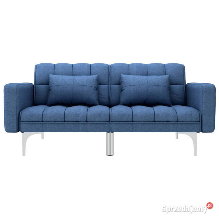 Sofa rozkładana niebieska tapicerowana tkaniną Warszawa