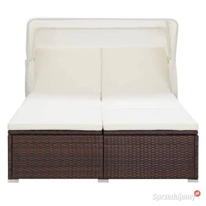 vidaXL 2osobowy leżak z poduszką polirattan Pozostałe mazowieckie Warszawa