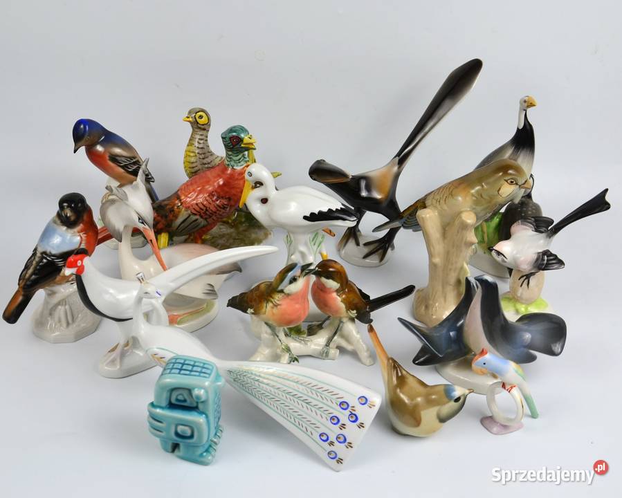 Para ptaszków na gałązce sygnowana Karl Ens Bronisze