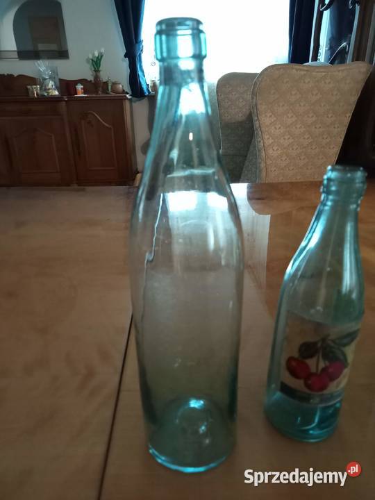 Butelki przedwojenne z okupacji z etykietami łódzkie Łódź
