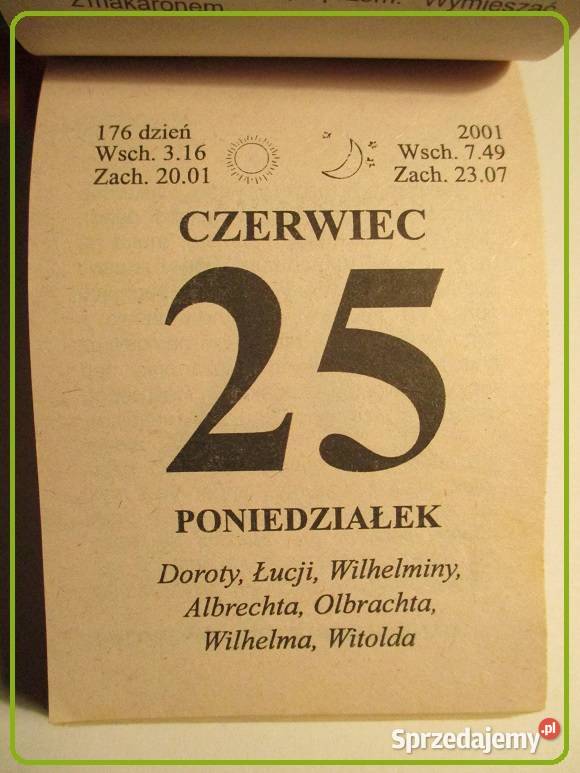 Kartka z kalendarza kartka data żdzierak