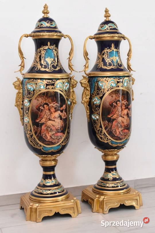Francuski Zestaw Porcelanowy Wazy Amfora Amfory
