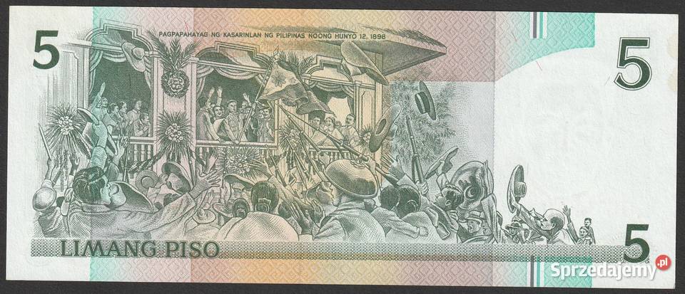Filipiny 5 piso 1995 Emilio Aguinaldo stan Numizmatyka Kolekcje Łódź