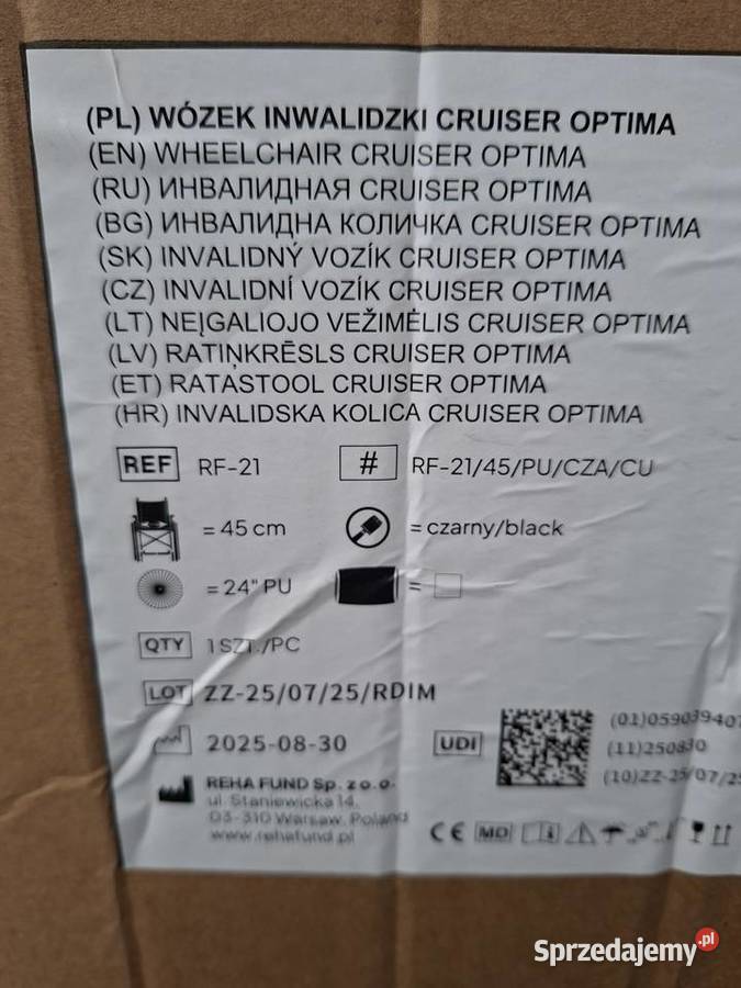 Wózek inwalidzki Reha Fund rf 21 cruiser OPTIMA Syców