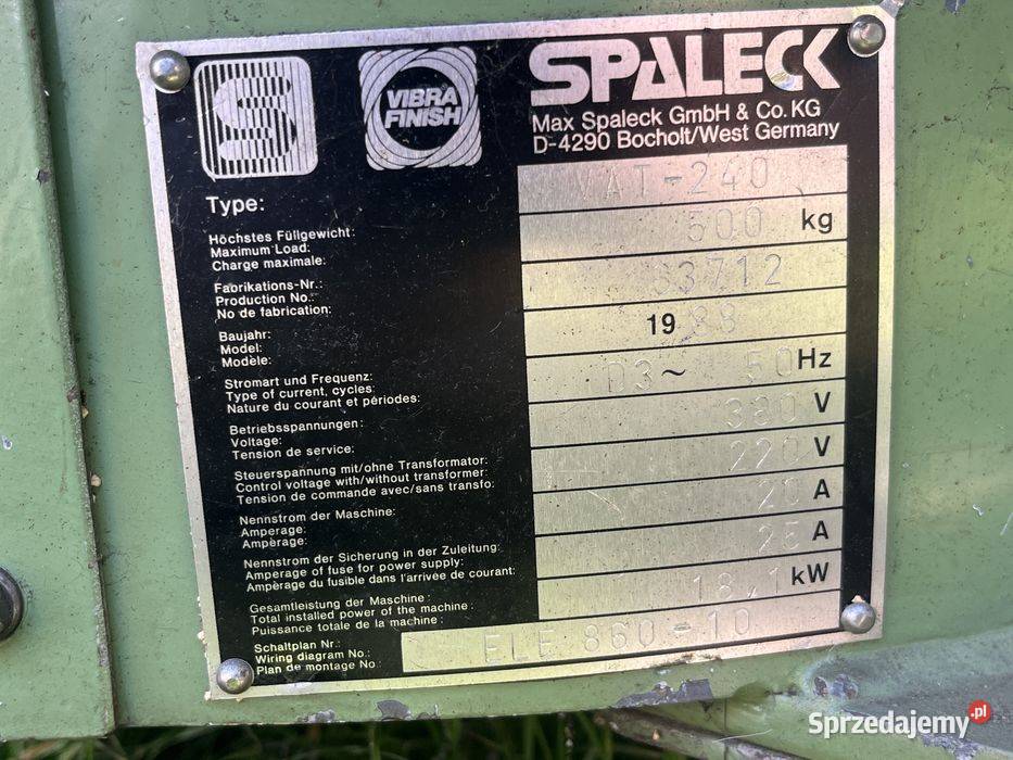 Polerka wibracyjna SPALECK VAT240 181 kW 500 Tuliszków