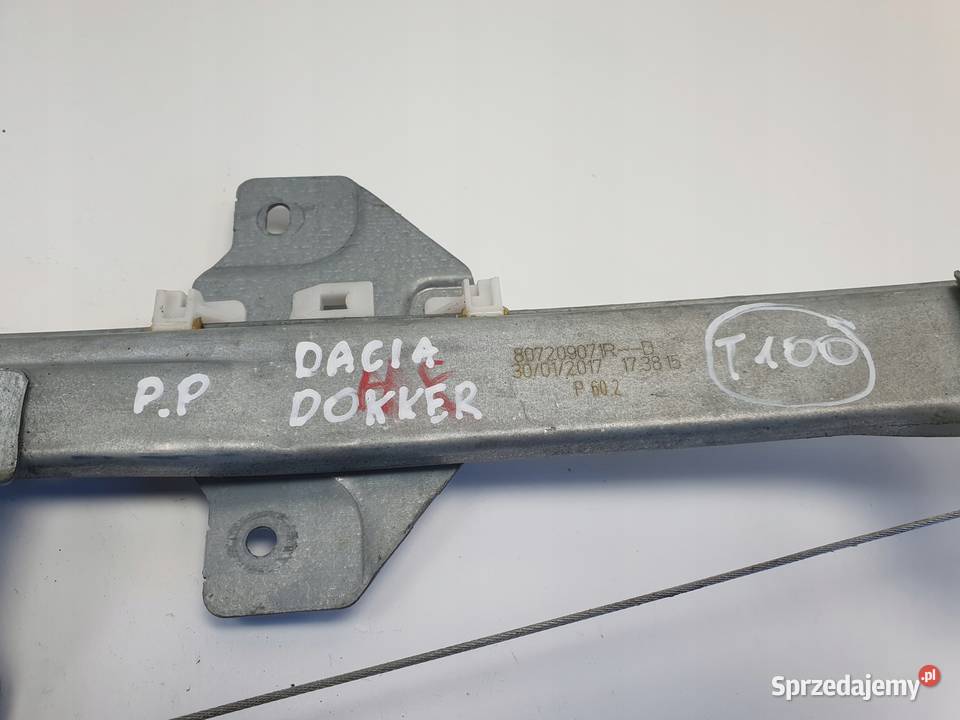 Dacia Dokker PRAWY PODNOŚNIK SZYBY przedni Mechanizmy opuszczania szyb Rudka