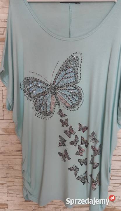 Bluzeczka jasny turkus z motylem Bluzki i koszule Gdańsk