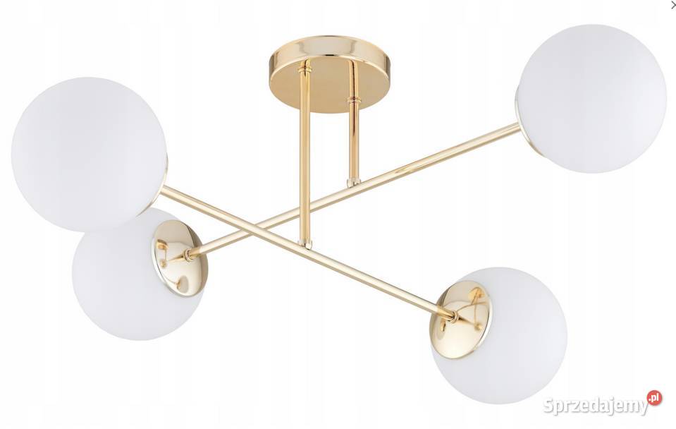 Złota Lampa Wisząca Sufitowa Żyrandol Białe 4 podlaskie Choroszcz