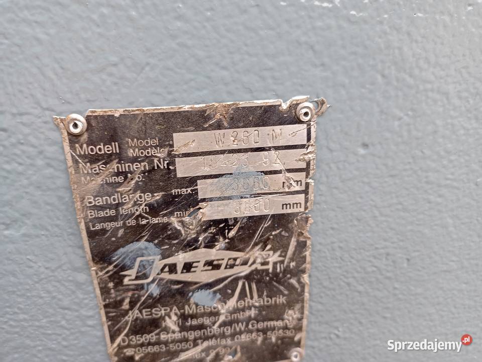piła taśmowa Jaespa w260m piła do metalu małopolskie Brzesko