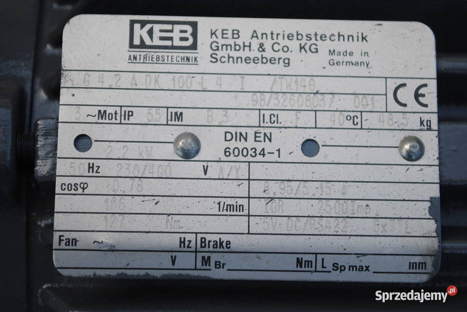 Motoreduktor 22kw 166obrmin KEB G42ADK100L4 Kargowa
