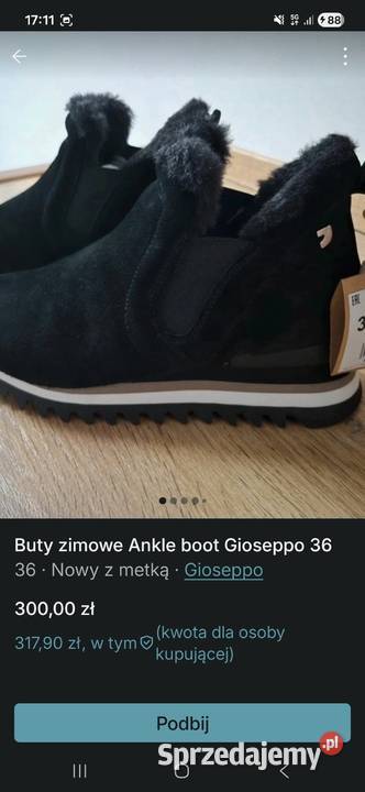 Buty zimowe Ankle boot Gioseppo 36 skóra ekologiczna Damskie Zielonka