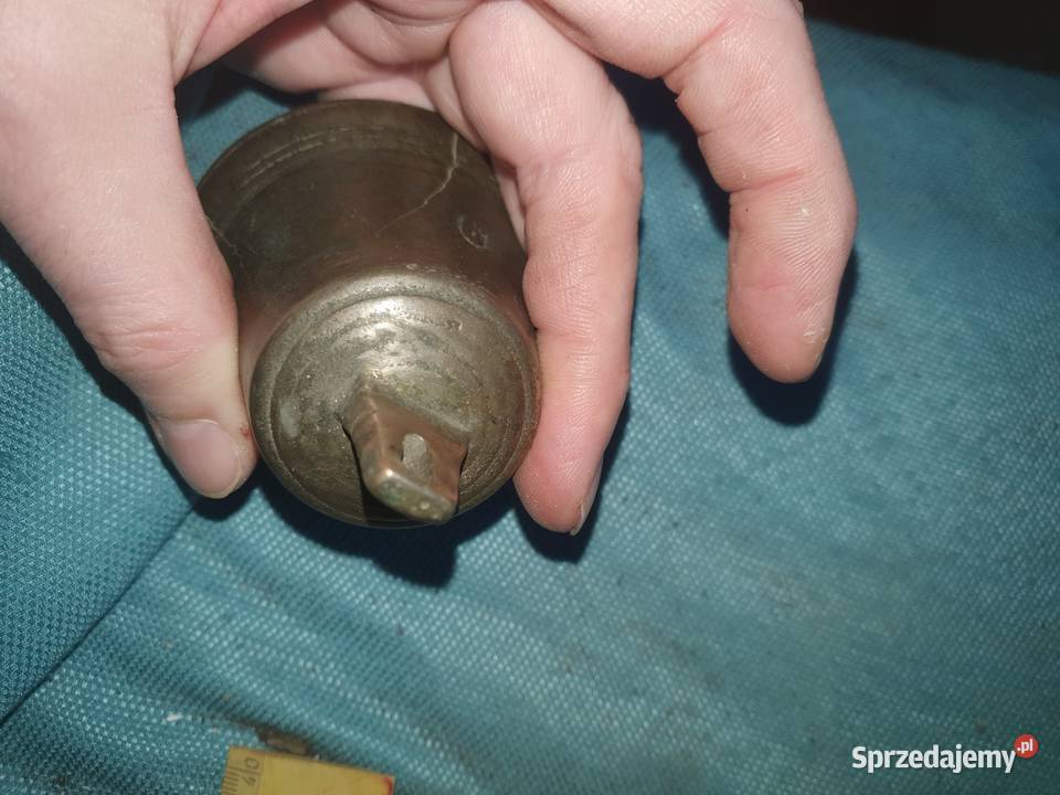 Dzwonek ręczny mosiężny przedwojenny patynowany