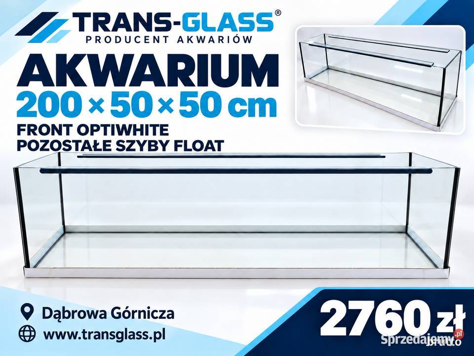 Akwarium 200x50x50 500 l front Optiwhite