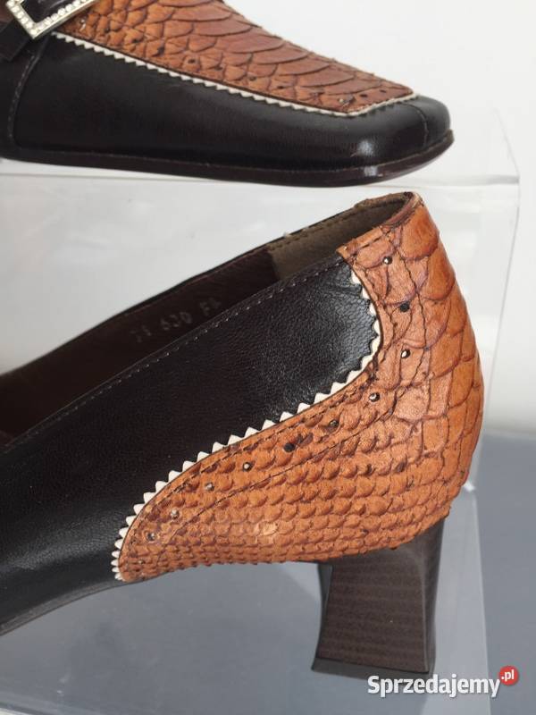 Czółenka Damskie CzarnoBrązowe 39