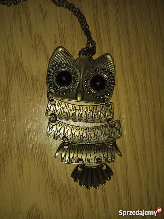 Naszyjnik wisior z łańcuszkiem sowa stare złoto Pszczyna