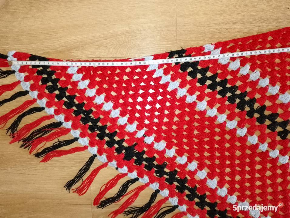 CHUSTA ażurowa trójkątna z frędzlami duża poncho Dla kobiet wielkopolskie Złotniki