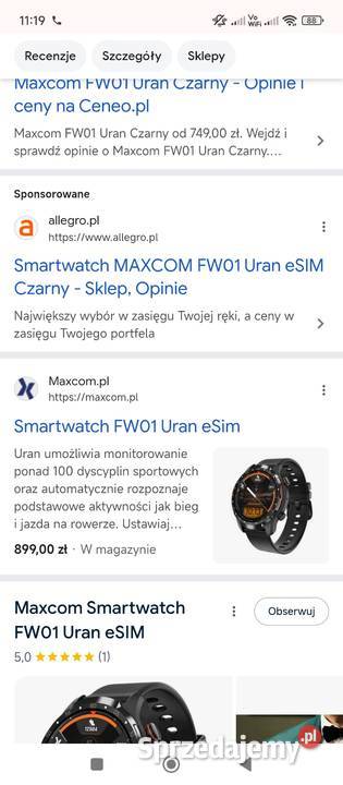 Smartwatch Maxcom FW01 Uran eSIM