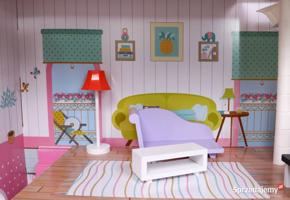 Domek drewniany lalek z akcesoriami ogródek 3 Lalki i akcesoria mazowieckie Warszawa