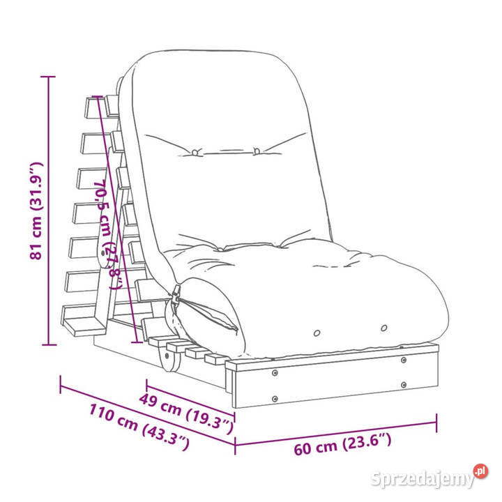 Sofa rozkładana futon z materacem woskowy brąz Warszawa