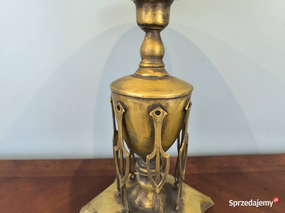 Mosiężna lampa z mlecznym kloszem łódzkie Łódź sprzedam