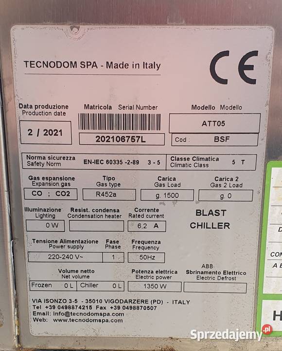 Zamrażarka szokowa 222529 Warszawa