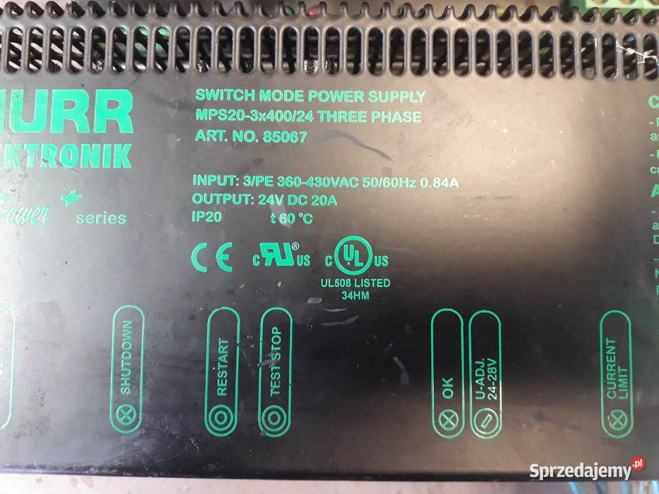 Zasilacz MURR ELEKTRONIK MPS20 3x400 24v 20A śląskie