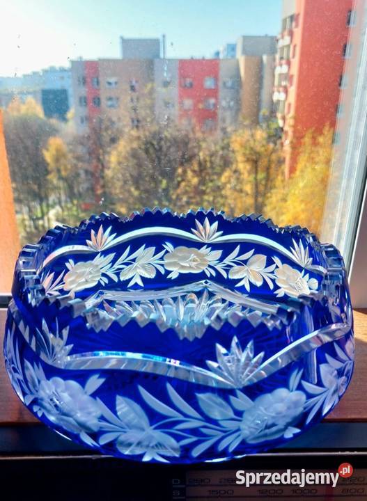 Piękna duża misa kryształowa PRL Wrocław