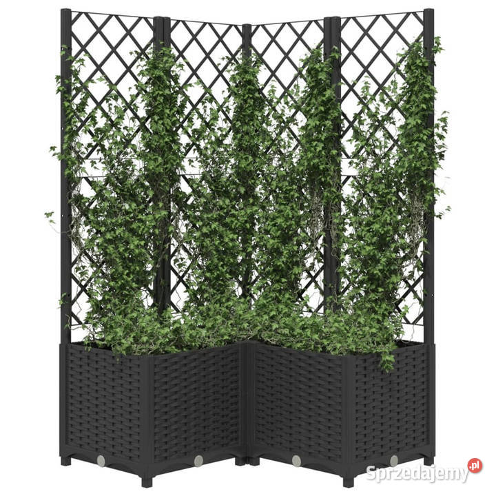 Donica ogrodowa z kratką czarna 80x80x136 PP