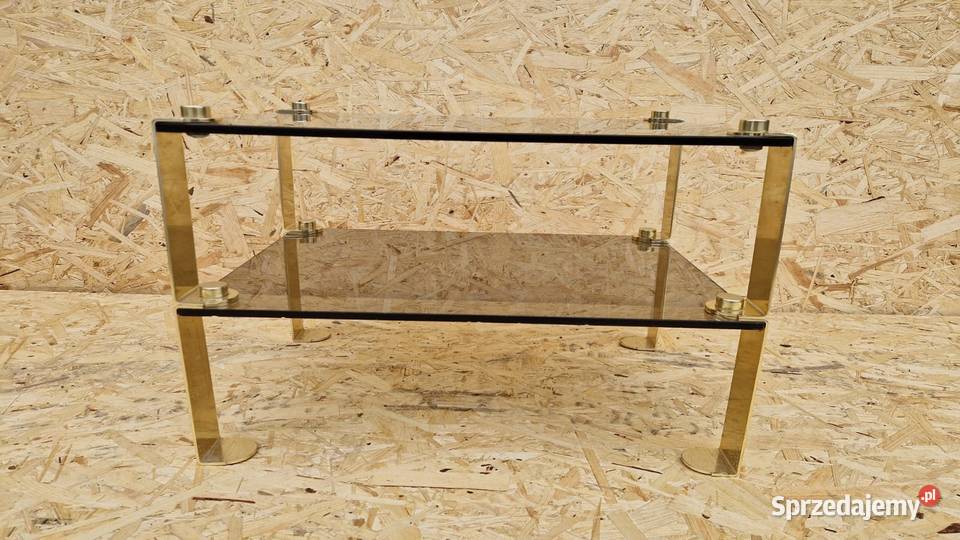 Stolik szklany z półka złote nóżki szafka pod Zielona Góra
